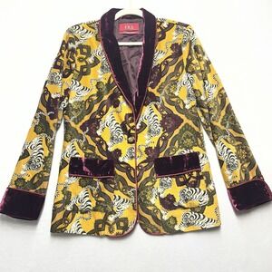 F.R.S. For Restless Sleepers Blazer Women's XL Velvet Tiger Luxury Italy